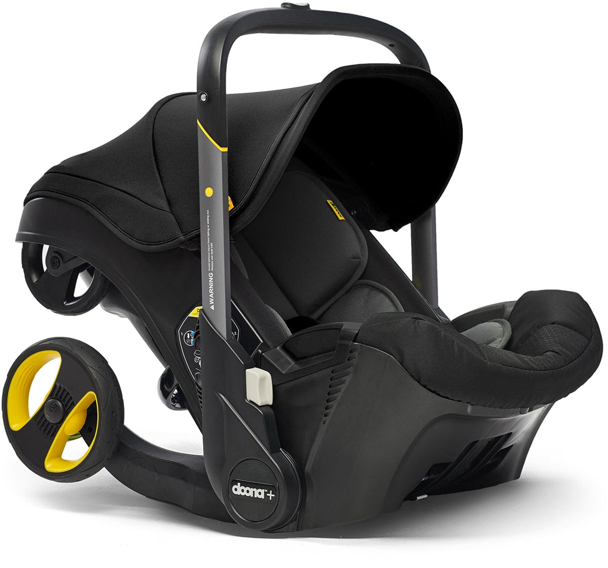 Doona+ Infant Car Seat & Stroller with Handlebar Cover Bundle - Nitro Black / Brown Leather - SP101-10-033-003-SP147-10-025-003