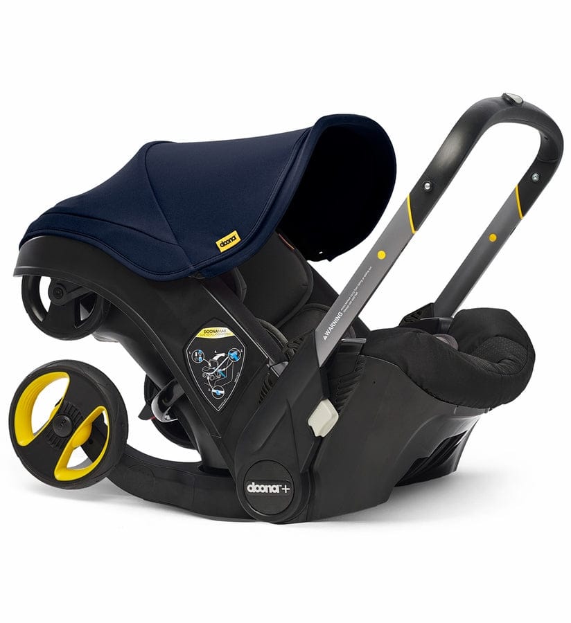 Doona+ Infant Car Seat & Stroller with Handlebar Cover Bundle - Royal Blue / Brown Leather - SP101-10-034-003-SP147-10-025-003