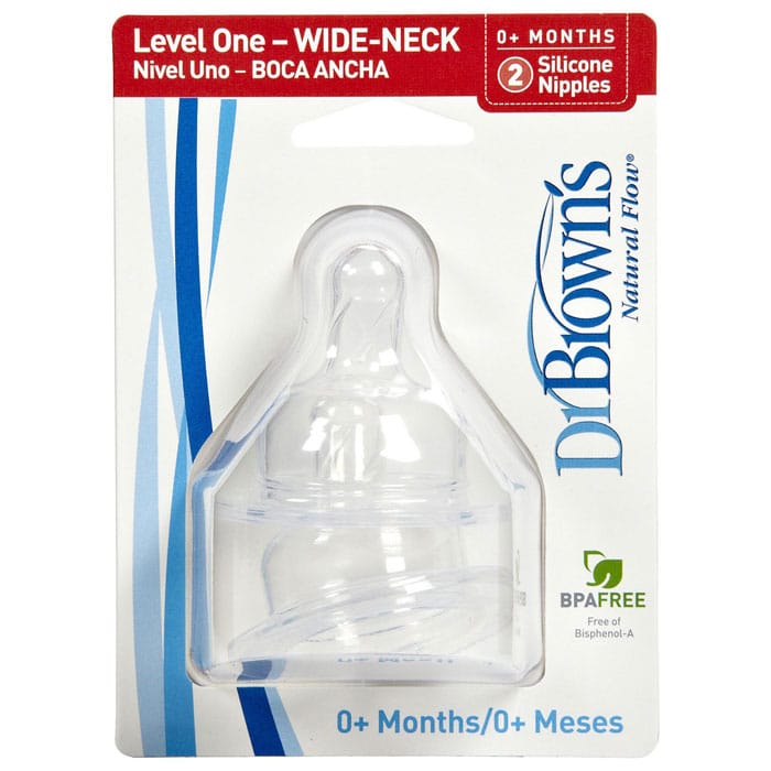 Dr. Brown's Level-1 Wide Neck Nipple, 2-Pack - 352-P3