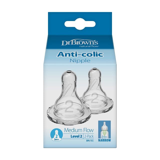 Dr. Brown's Level-2 Standard Neck Nipple, 2-Pack - 322-P3