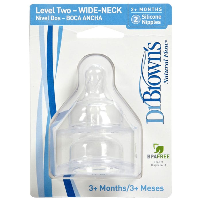 Dr. Brown's Level-2 Wide Neck Nipple, 2-Pack - 372-P3