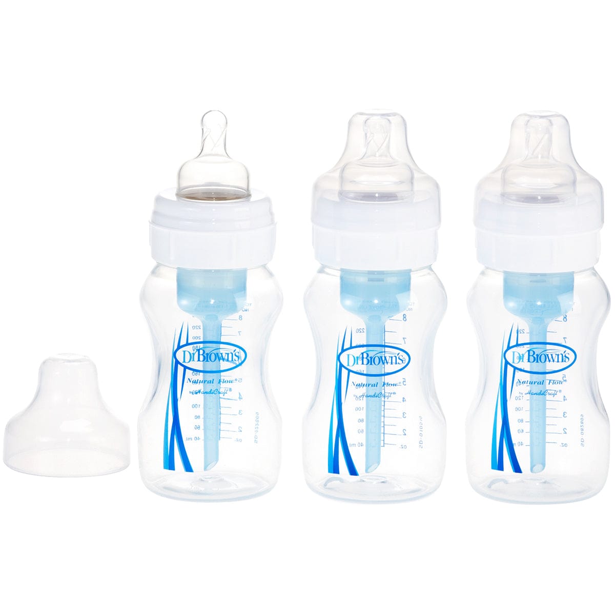 Dr. Brown Wide 3 Pack Polypropylene Bottles - 8 oz - 480-P3