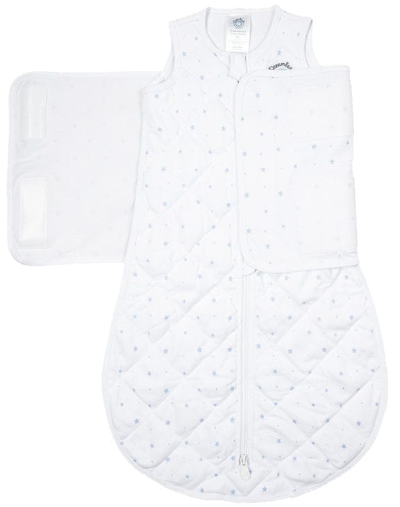 Dreamland Baby Dream Weighted Sleep Sack & Swaddle - White w/ Blue Stars, 0-6 months - DBSMSWAD-BLUE