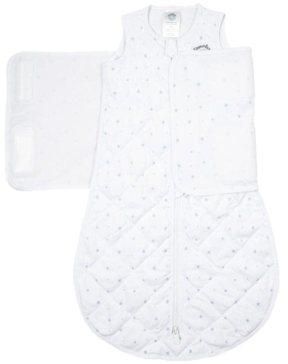 Dreamland Baby Dream Weighted Sleep Sack & Swaddle - White w/ Blue Stars, 0-6 months - DBSMSWAD-BLUE