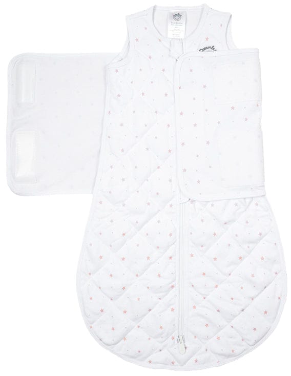 Dreamland Baby Dream Weighted Sleep Sack & Swaddle - White w/ Pink Stars, 0-6 months - DBSMSWAD-PINK