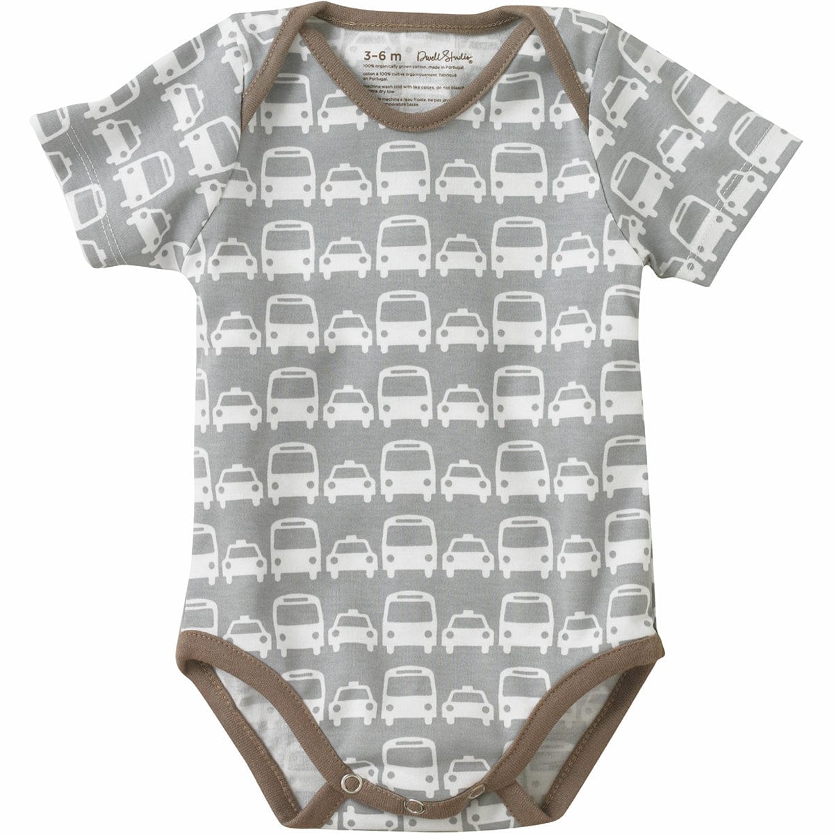DwellStudio Cars Grey Short Sleeve Bodysuit 3-6 Mo. - LB400-74-48-06