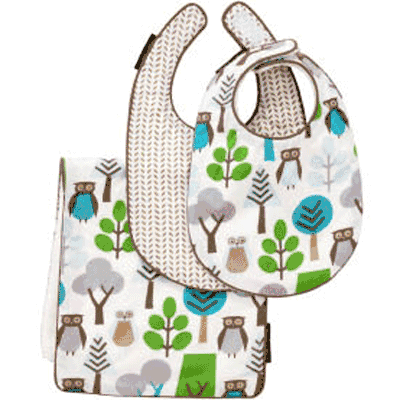 DwellStudio Owl Doll Bib & Burp 3 Piece Set - B120-55-23