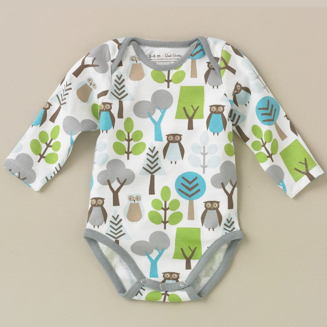 DwellStudio Owls Sky Long Sleeve Bodysuit 3-6 Mo. - LB200-55-23-06