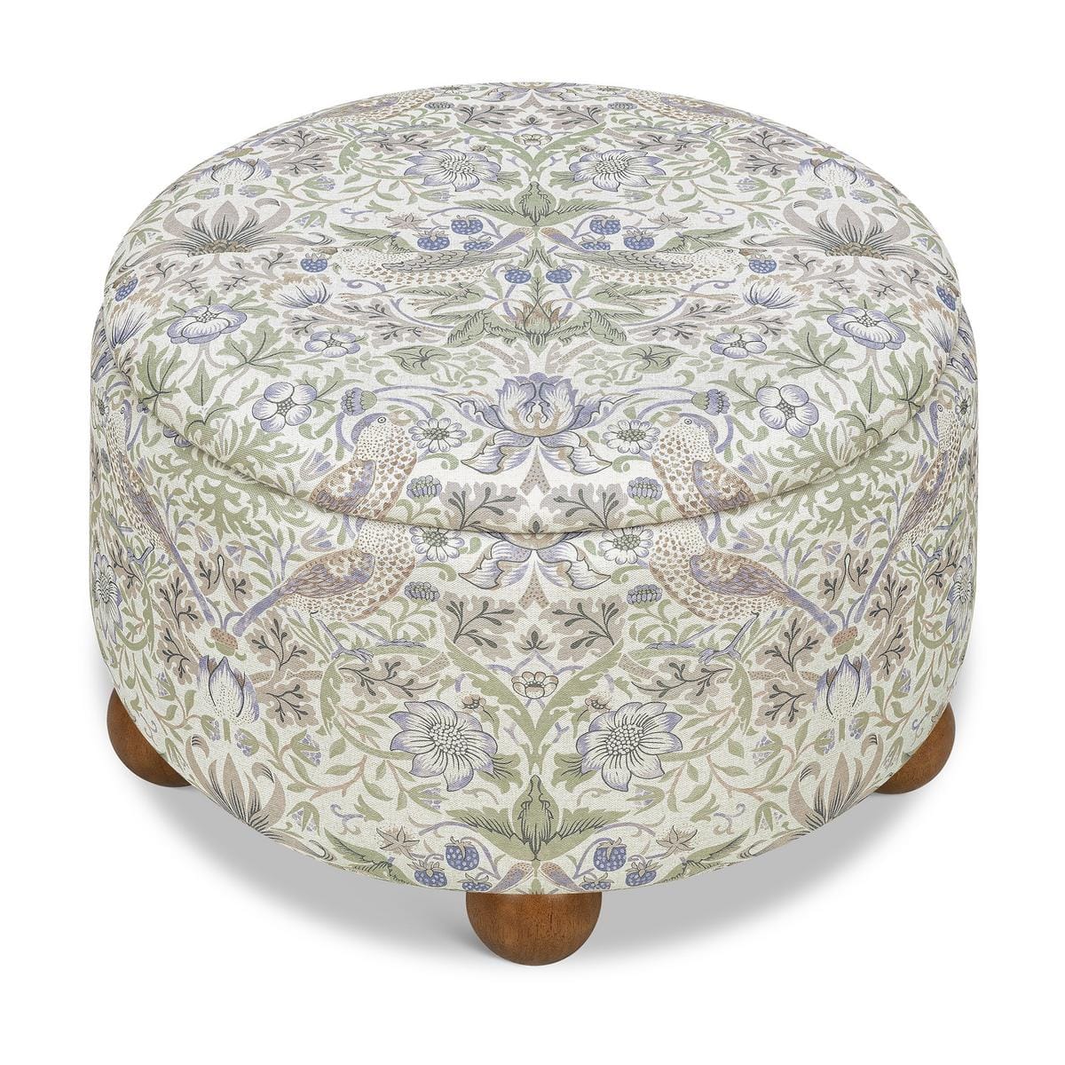 Morris & Co. x Namesake Tuffet Storage Ottoman - Strawberry Thief in Fig & Thyme - M30985TTFTDF