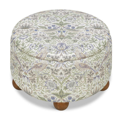Morris & Co. x Namesake Tuffet Storage Ottoman - Strawberry Thief in Fig & Thyme - M30985TTFTDF