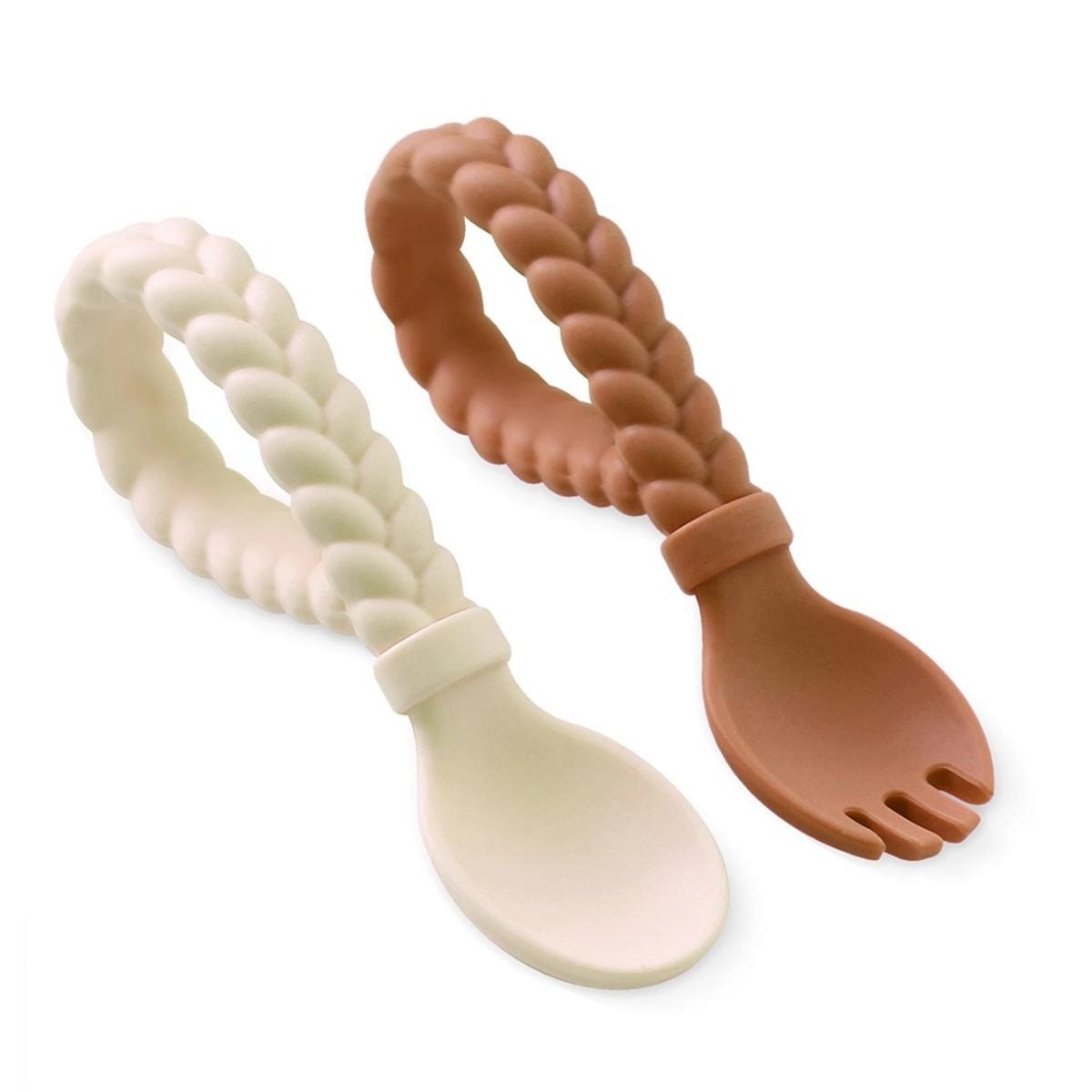 Itzy Ritzy Sweetie Spoons Looped Spoon and Fork Set - Butter Cream & Toffee - SPL8432
