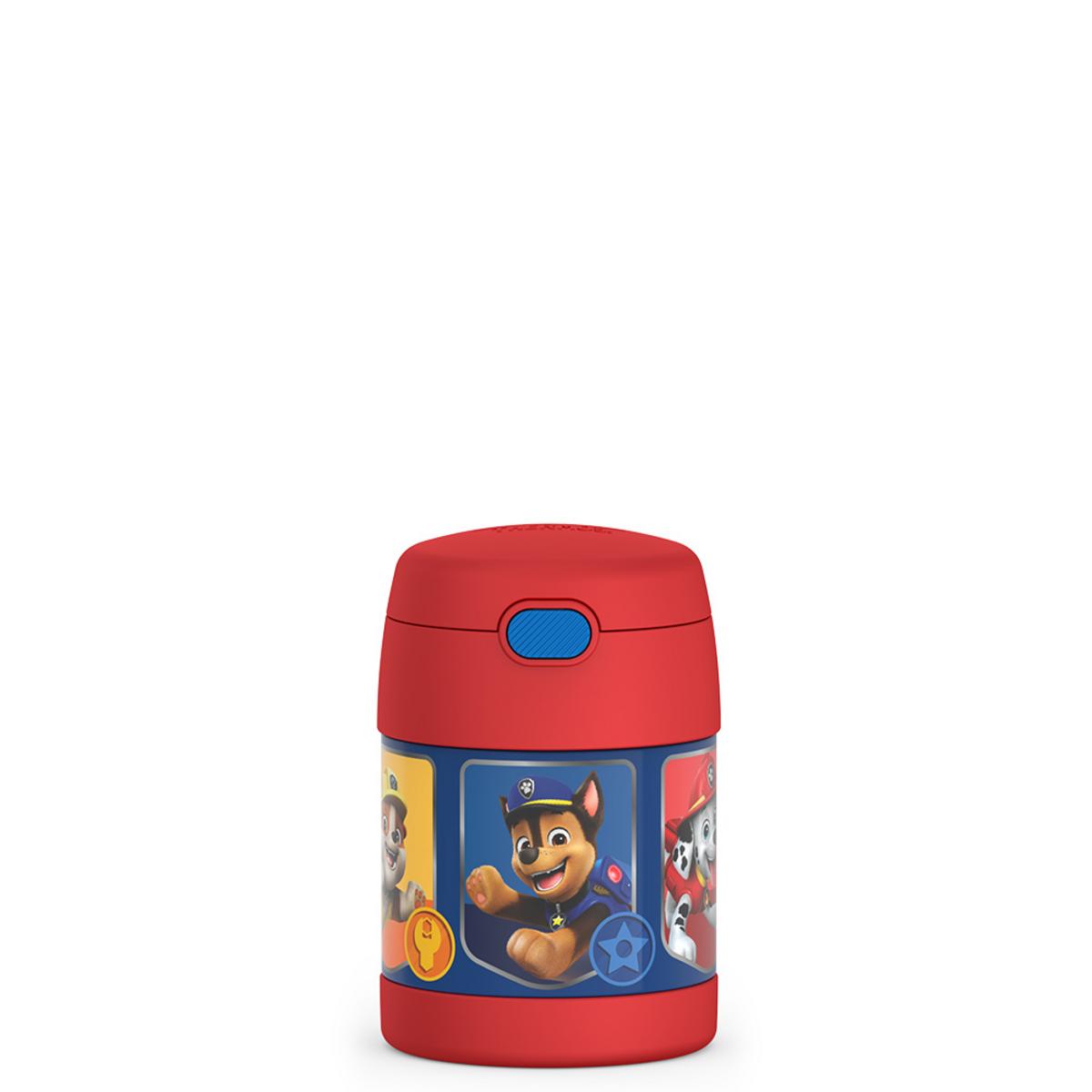 Thermos Paw Patrol food jar with red lid and character graphics