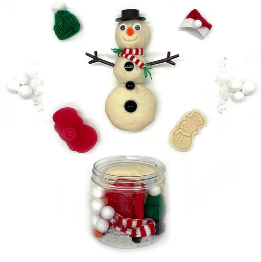 Earth Grown KidDoughs Play Dough Kit - Build a Snowman Dough Globe (Unscented) - SNOWDTGKU