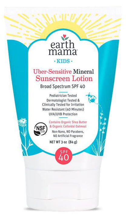 Earth Mama Kids Uber-Sensitive Mineral Sunscreen Lotion SPF 40 - 10-425