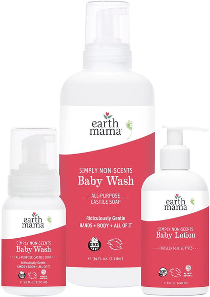 Earth Mama Non-Scents Super Stars Baby Wash and Lotion Bundle - 10-467