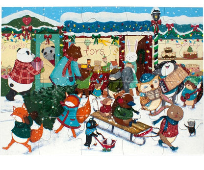 eeBoo 20 Piece Big Puzzle - Holiday Village - PZHLV