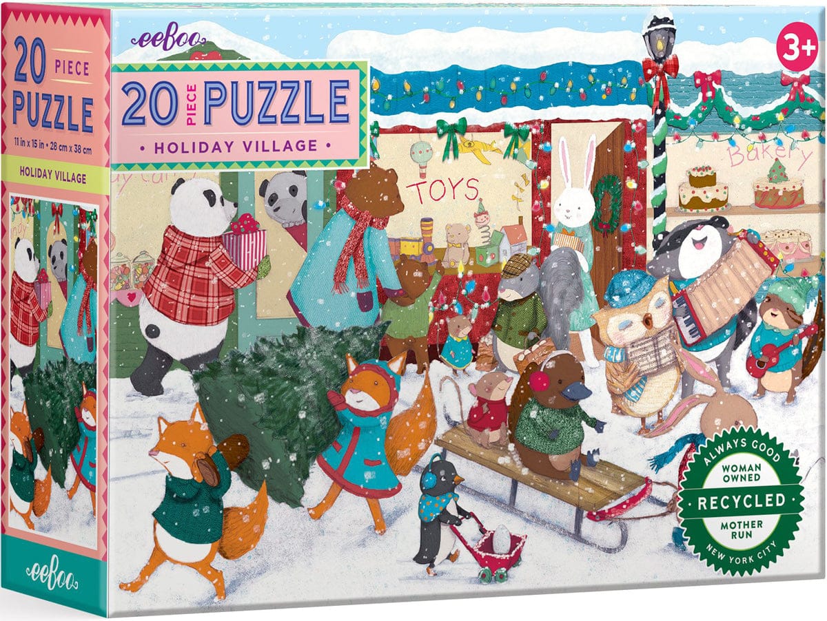 eeBoo 20 Piece Big Puzzle - Holiday Village - PZHLV