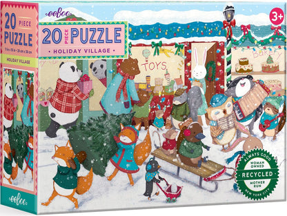 eeBoo 20 Piece Big Puzzle - Holiday Village - PZHLV