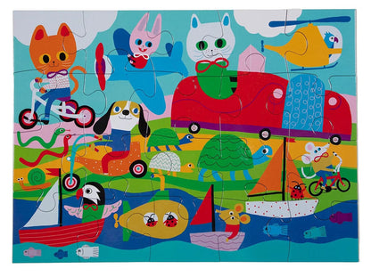 eeBoo 20 Piece Big Puzzle - Pets in Motion - PZPMO