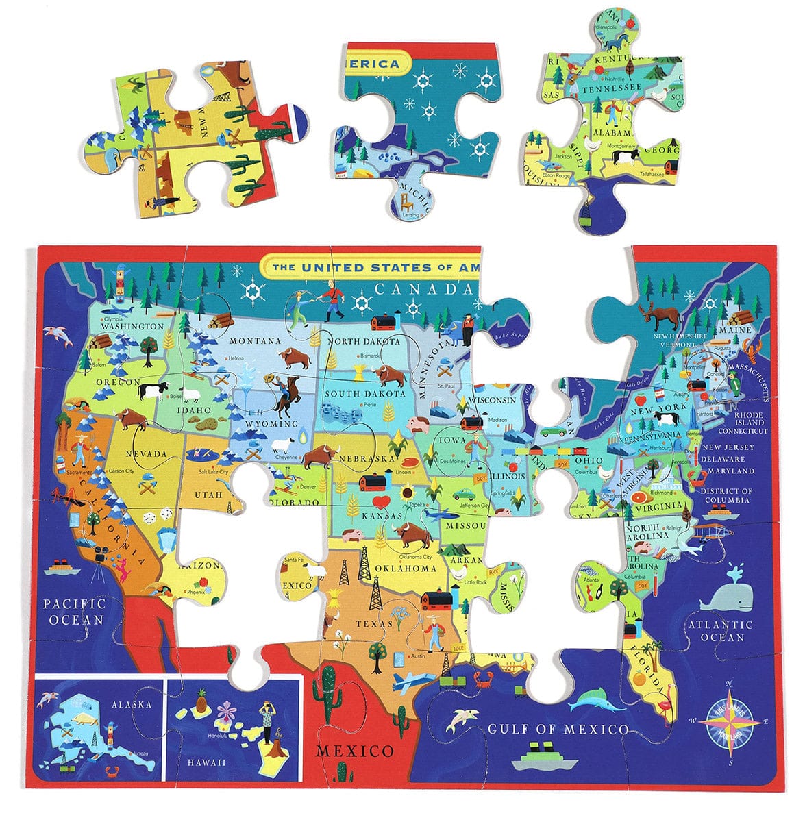 eeBoo 20 Piece Big Puzzle - United States Map - PZUNM