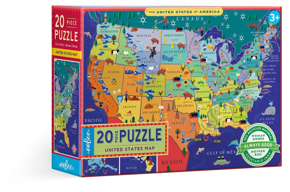 eeBoo 20 Piece Big Puzzle - United States Map - PZUNM