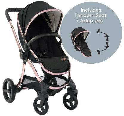 egg Strollers egg2 Double Stroller Bundle - Diamond Black - E2STDB-E2TADB-E2TAAD