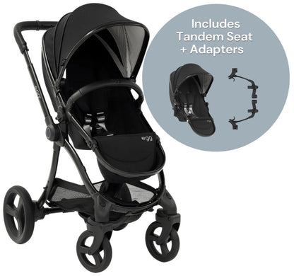 egg Strollers egg2 Double Stroller Bundle - Just Black - E2STJB-E2TAJB-E2TAAD