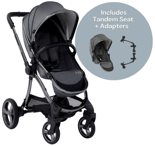 egg Strollers egg2 Double Stroller Bundle - Quartz - E2STQU-E2TAQU-E2TAAD
