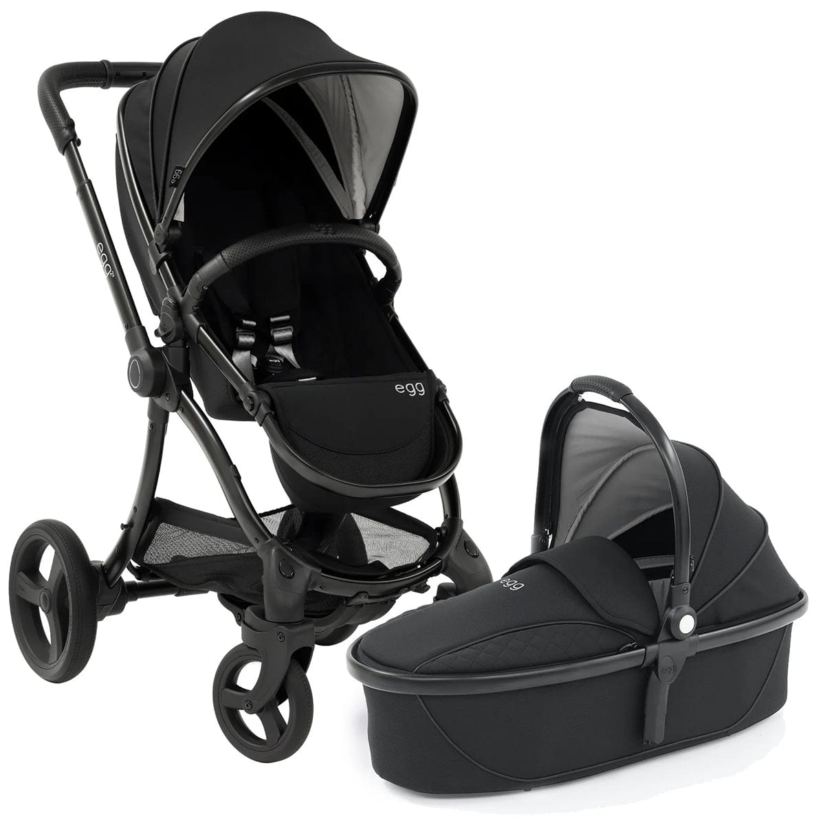 egg Strollers egg2 Stroller & Carry Cot Bundle - Just Black - E2STJB-E2CCJB