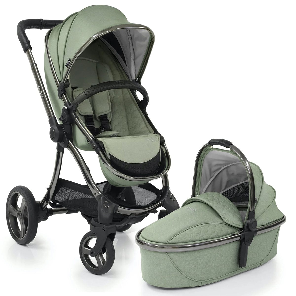 egg Strollers egg2 Stroller & Carry Cot Bundle - Seagrass - E2STSE-E2CCSE