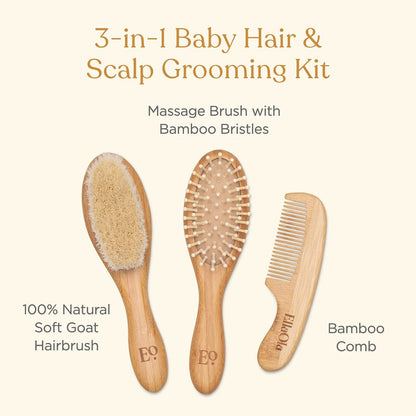 EllaOla 3-Piece Bamboo Brush & Comb Set - 191000N