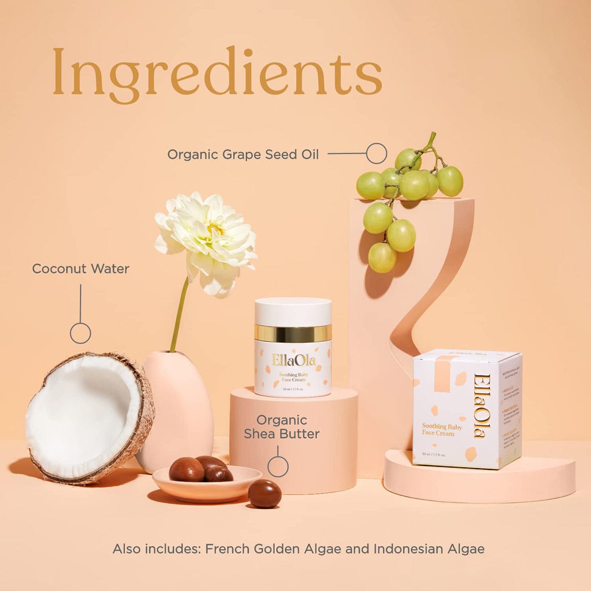 EllaOla Moisturizing Baby Face Cream, Fragrance Free - 101000N