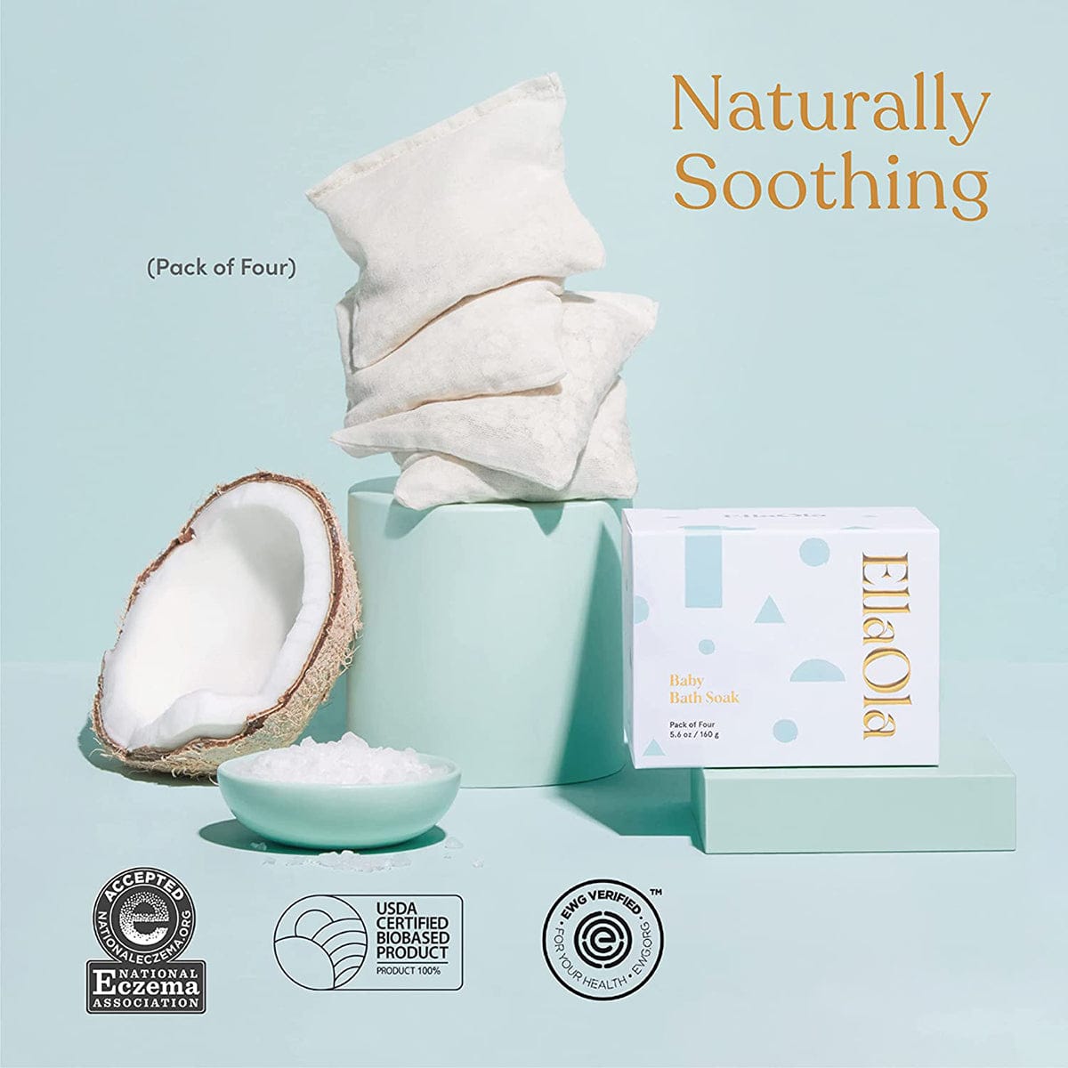 EllaOla Organic Baby Bath Soak, Fragrance Free, Pack of 4 - 106000N
