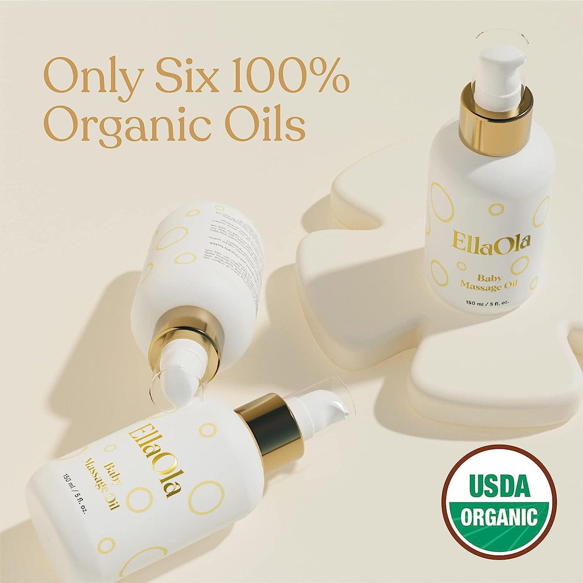 EllaOla Organic Baby Massage Oil, Fragrance Free - 105000N