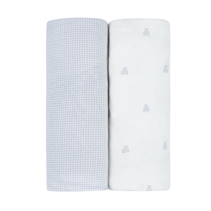 Ely's & Co. 2 Pack Changing Pad Covers - Gingham Bear Collection - Blue