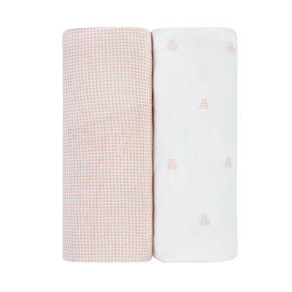 Ely's & Co. 2 Pack Changing Pad Covers - Gingham Bear Collection - Pink