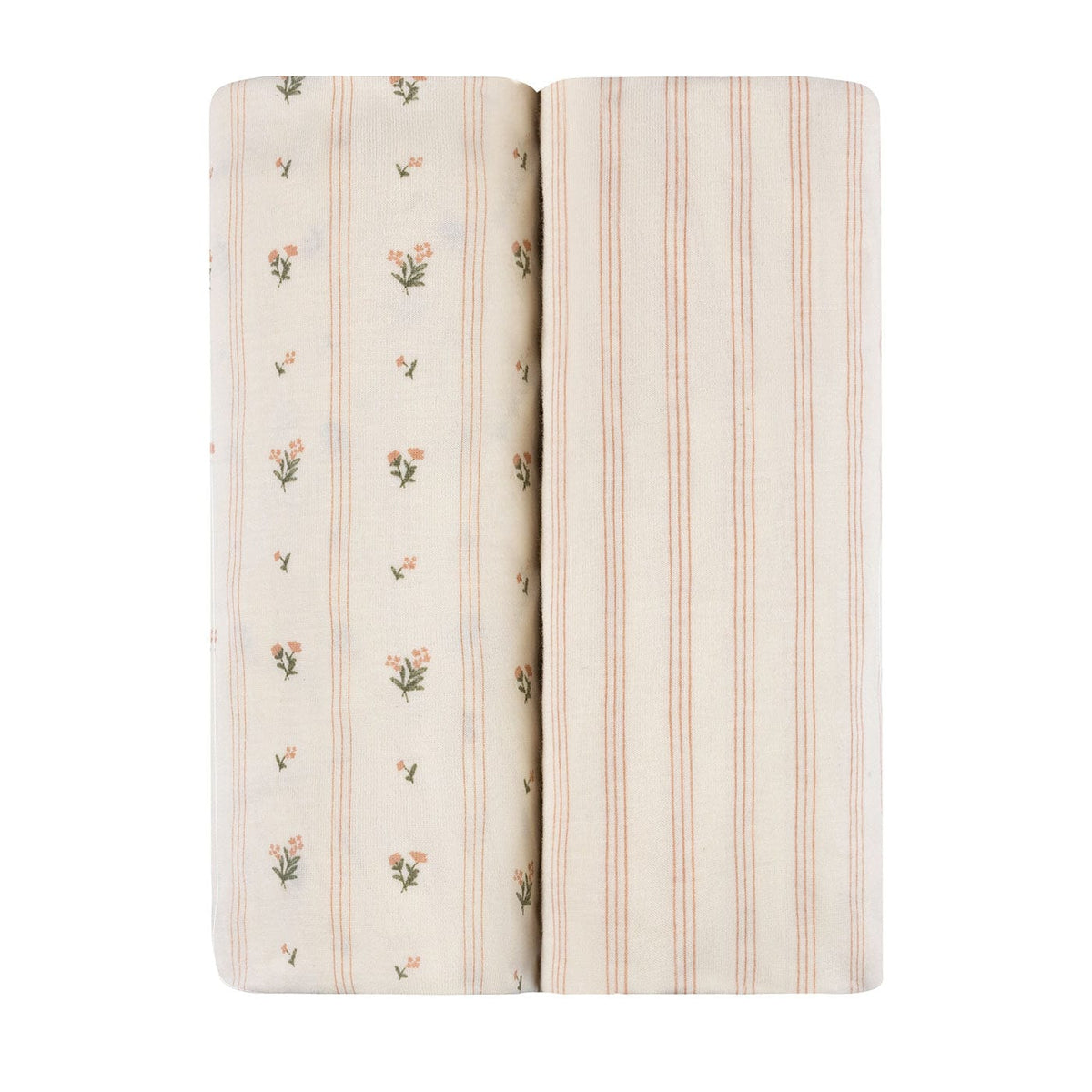 Ely's & Co. 2 Pack Changing Pad Covers - Linear Floral Collection - Pink