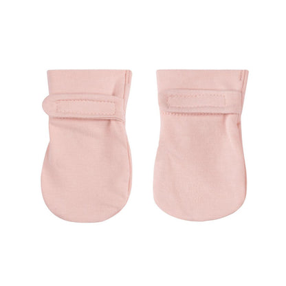Elys and Co pink baby scratch mittens with velcro straps