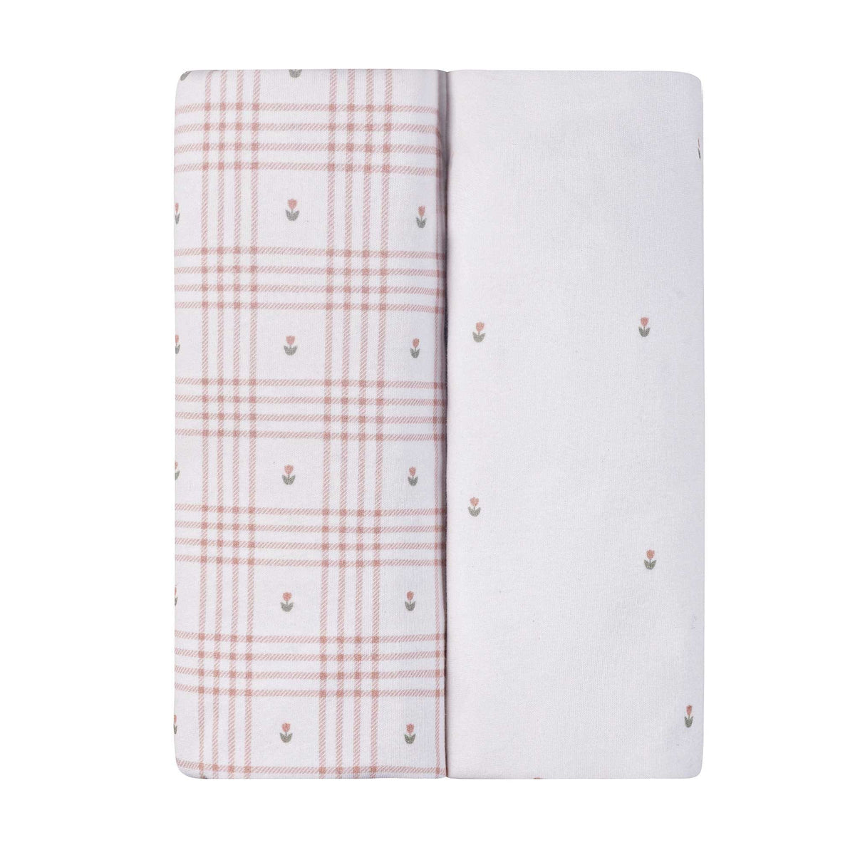 Ely's & Co. 2 Pack Waterproof Bassinet Sheets - Floral Plaid Collection - Pink