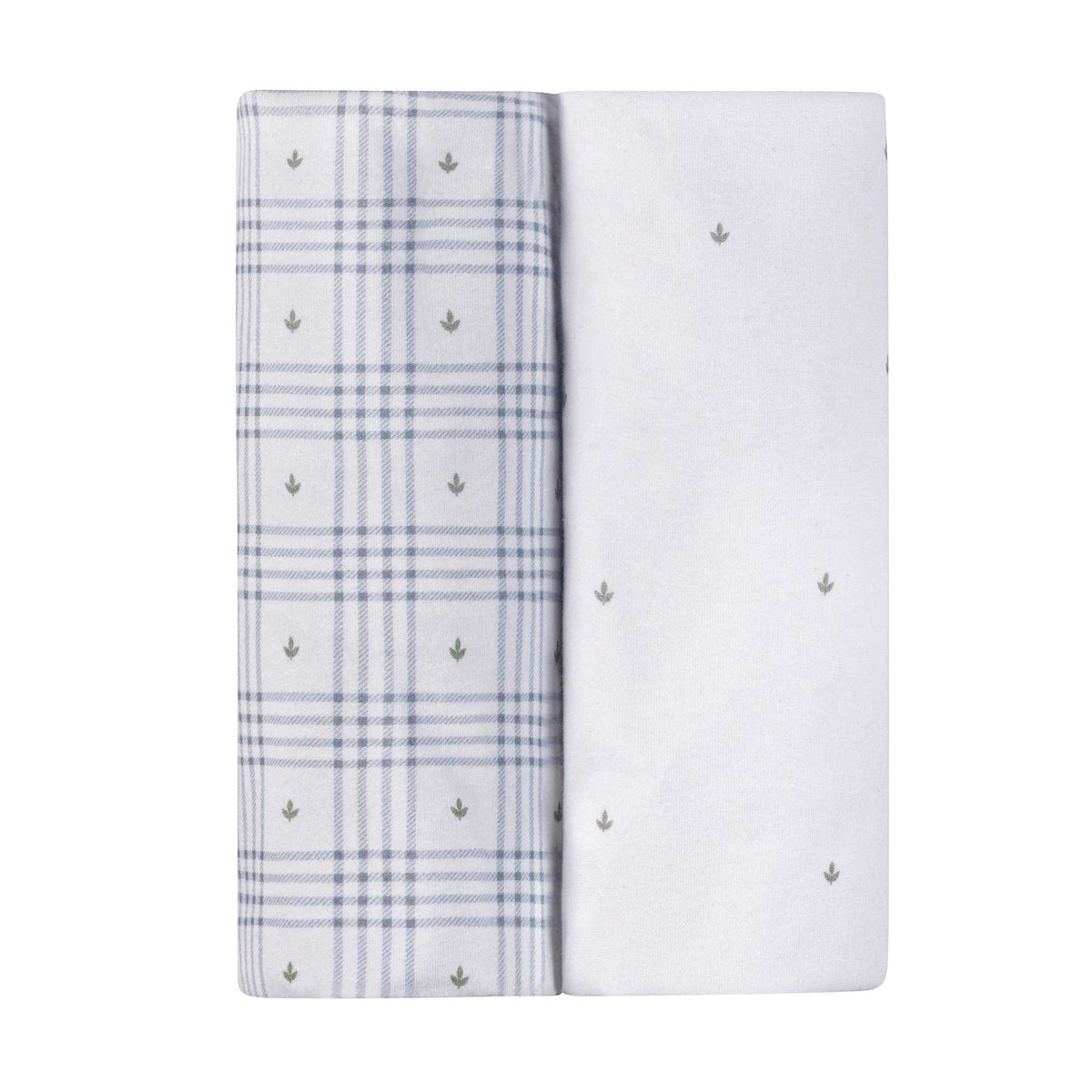 Ely's & Co. 2 Pack Waterproof Pack n Play Sheets - Floral Plaid Collection - Blue