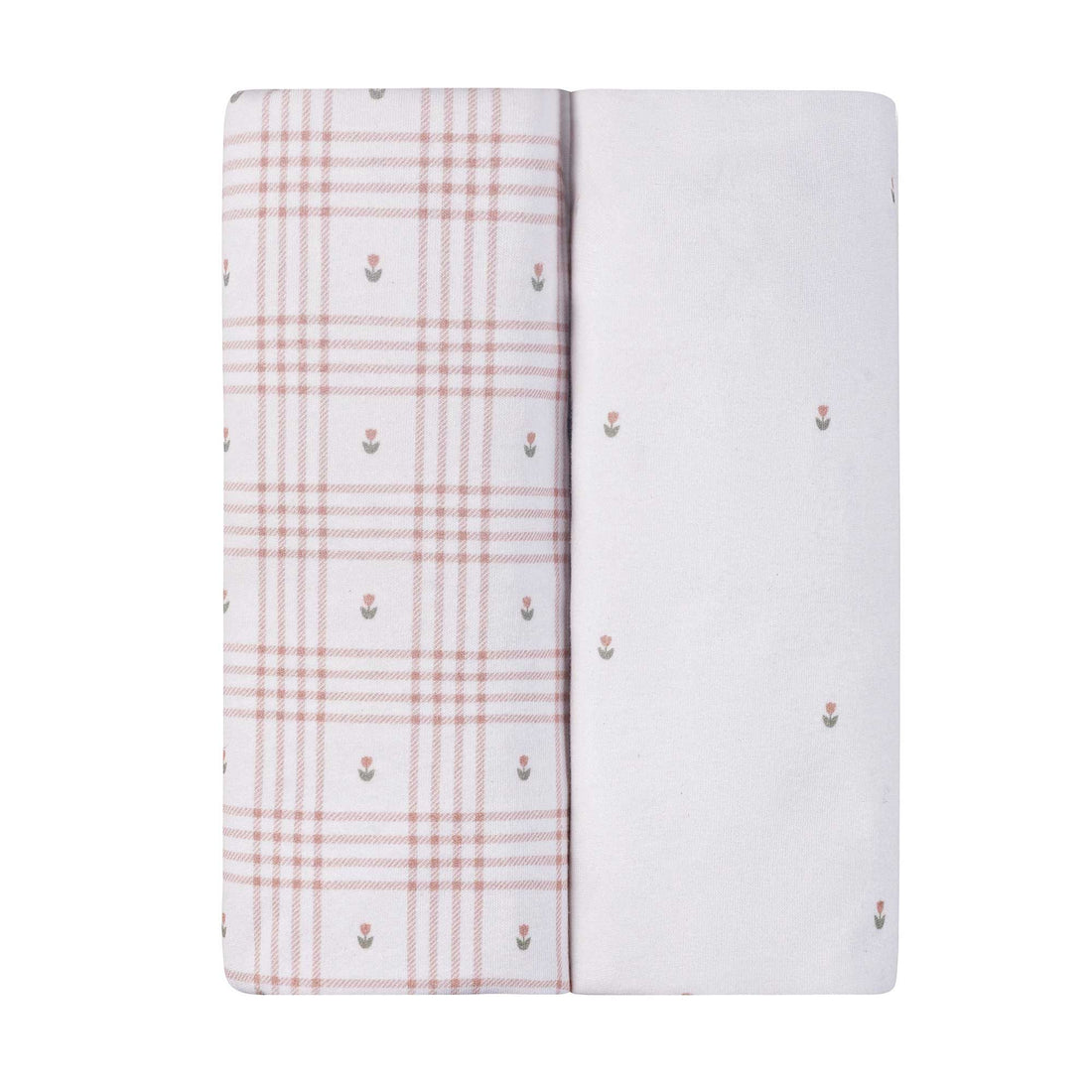 Ely's & Co. 2 Pack Waterproof Pack n Play Sheets - Floral Plaid Collection - Pink