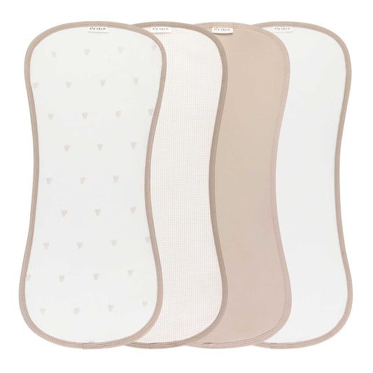 Ely's & Co. 4 Pack Absorbent Burp Cloths - Gingham Bear Collection - Tan