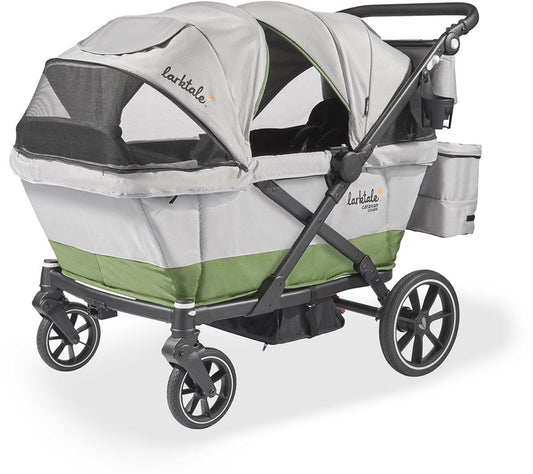 Larktale OPEN BOX Caravan Coupe Quad (4 Seater) Stroller Wagon - Gray / Green - LK51037-ob