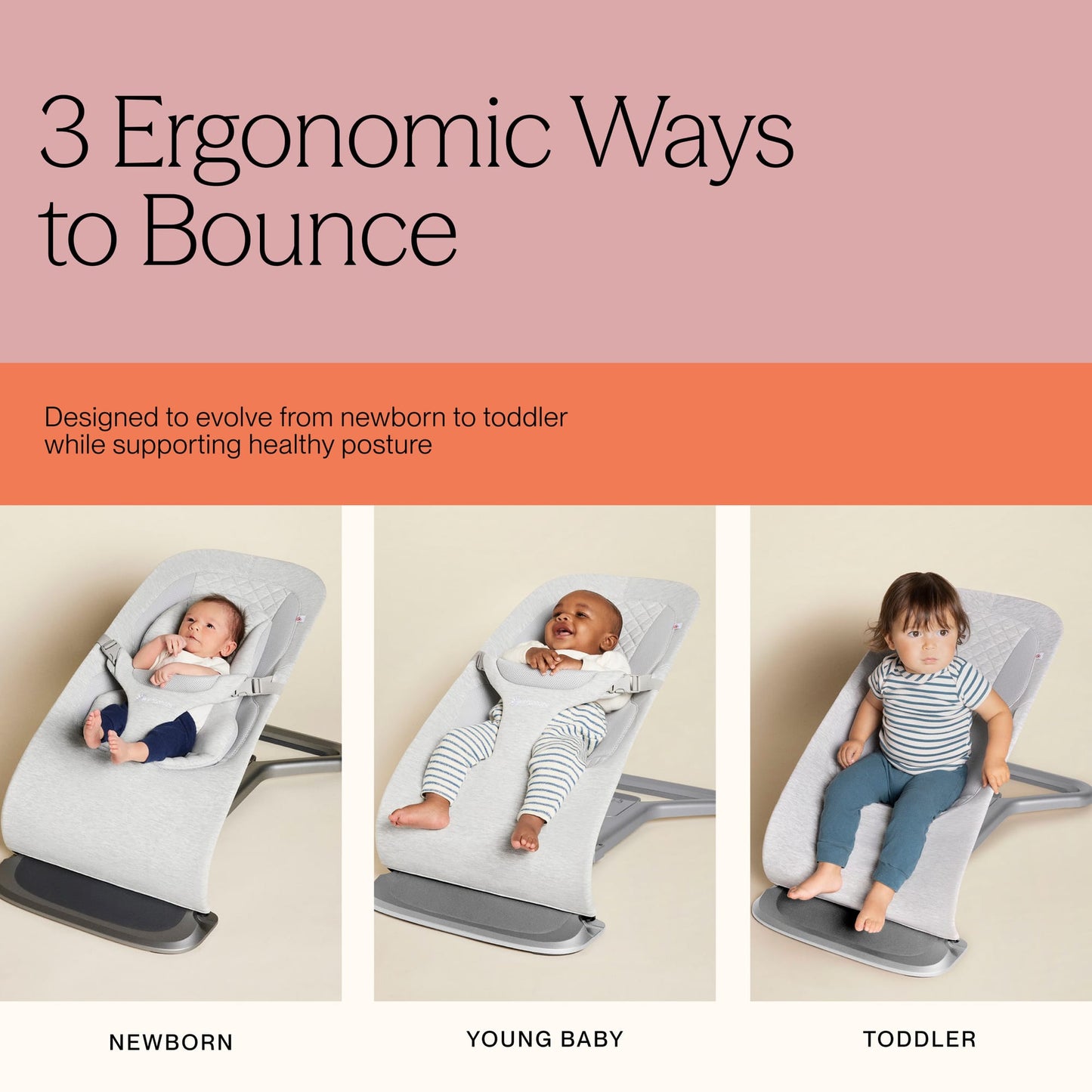 Ergobaby 3-in-1 Evolve Bouncer - Light Grey - EVLBNCLTGRYNA