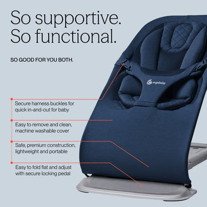 Ergobaby 3-in-1 Evolve Bouncer - Midnight Blue - EVLBNCMIDBLUNA