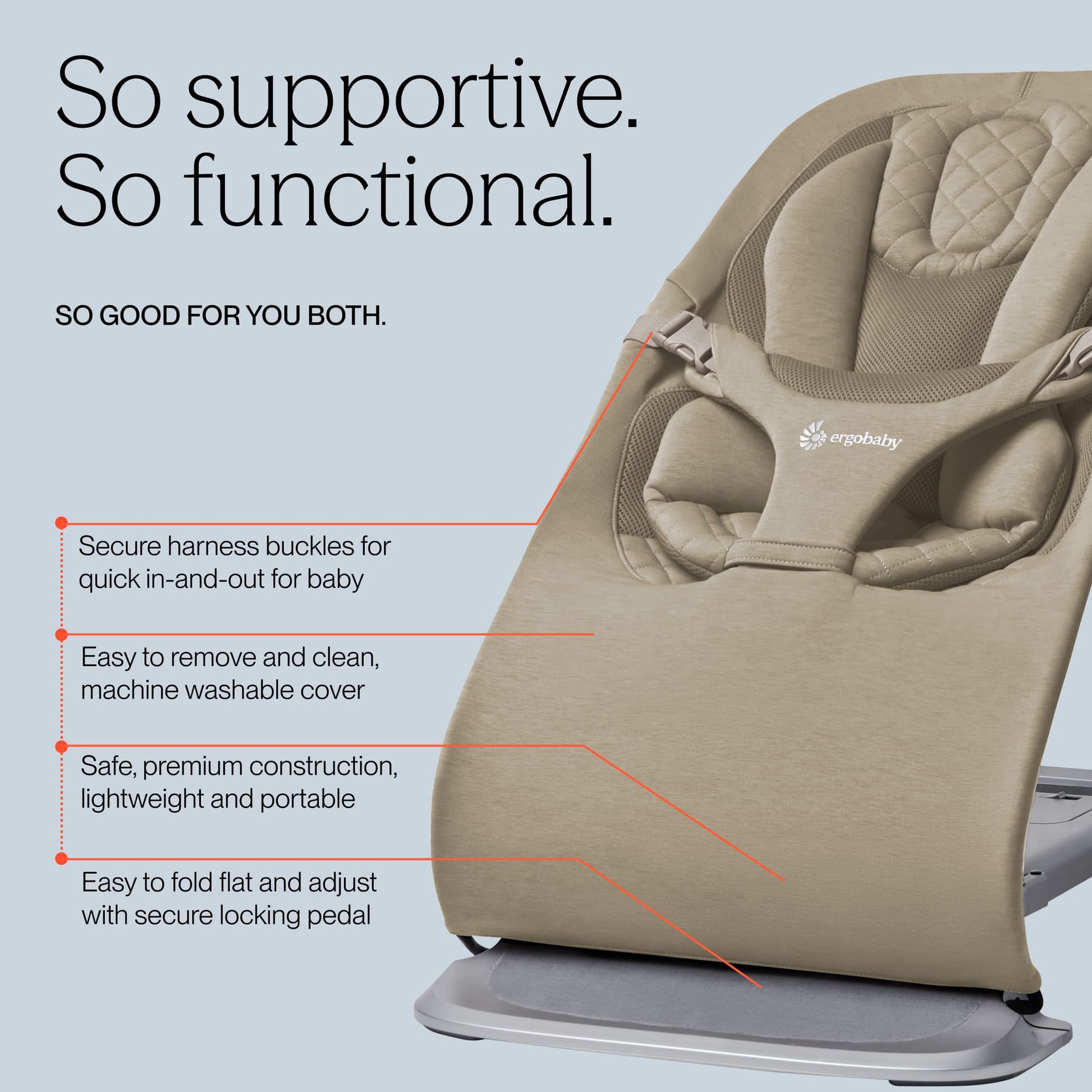 Ergobaby 3-in-1 Evolve Bouncer - Soft Olive - EVLBNCSFTOLVNA