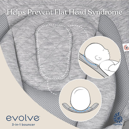 Ergobaby 3-in-1 Evolve Bouncer + Toy Bar Bundle - Light Grey - EVLBNCLTGRYNA-EVLBNCTBOCNWND