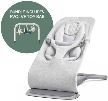 Ergobaby 3-in-1 Evolve Bouncer + Toy Bar Bundle - Light Grey - EVLBNCLTGRYNA-EVLBNCTBOCNWND