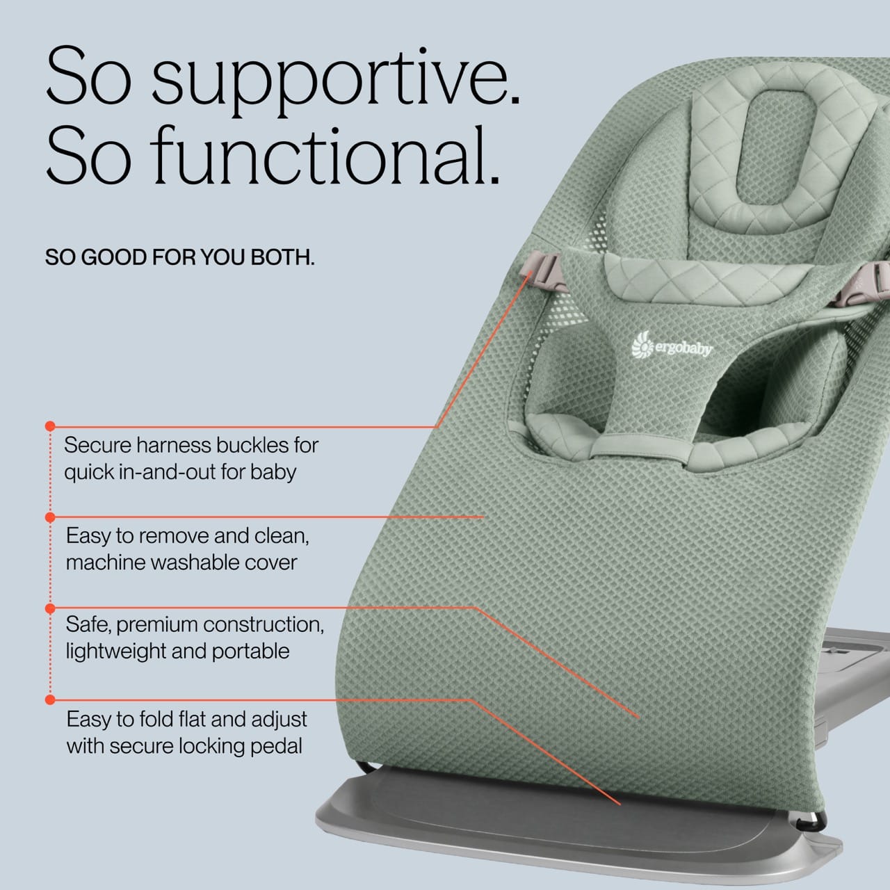 Ergobaby 3-in-1 Evolve Mesh Bouncer - Sage Green - EVLBNCSGGRNMSHNA