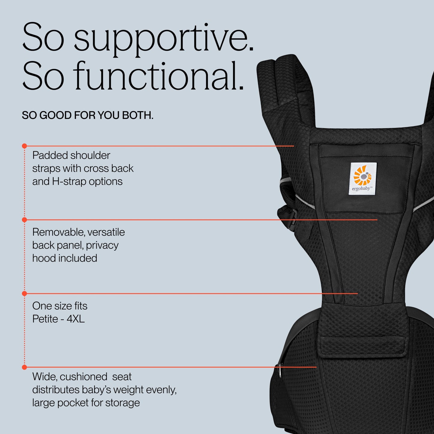 Ergobaby Alta Hip Seat Mesh Baby Carrier - Onyx Black - BCHIPSFMONYX